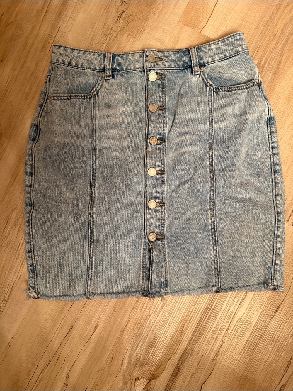 Dynamite Light Blue Button-Front Denim Mini Skirt